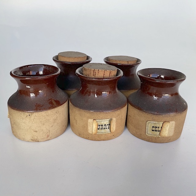 CANNISTER SET, Pottery or Stoneware Spice Jar (Set of 5)